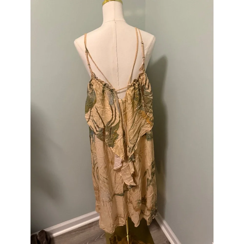 Tahnee Kelland for Anthropologie Strappy Midi Dress XS Tropical Palm Print Boho - Picture 5 of 8